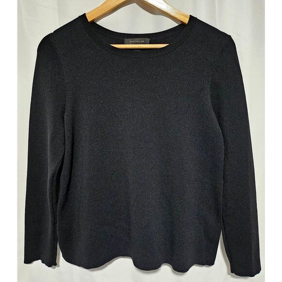 ANN TAYLOR WOMEN'S BLACK 100% WOOL PULL-OVER SWEATER SIZE MEDIUM - Picture 3 of 10
